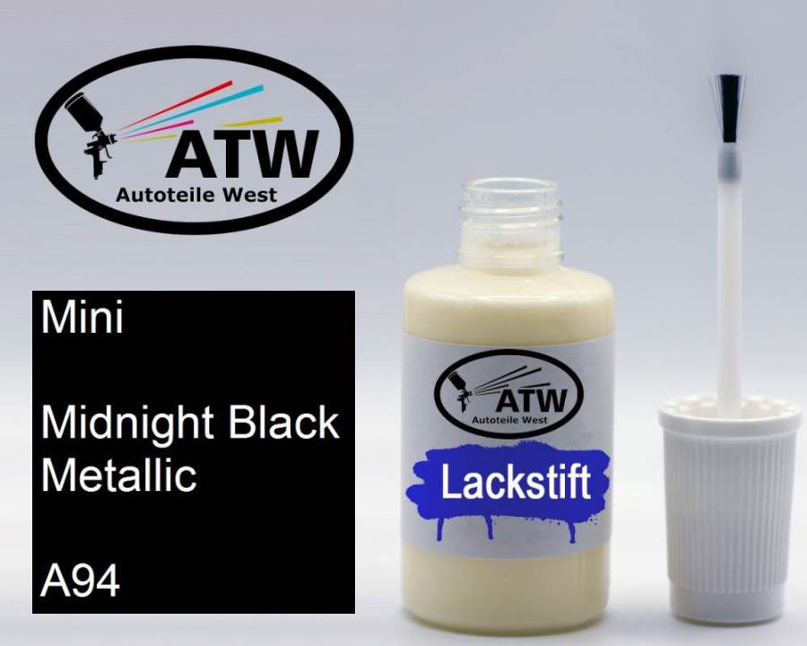 Mini, Midnight Black Metallic, A94: 20ml Lackstift, von ATW Autoteile West.